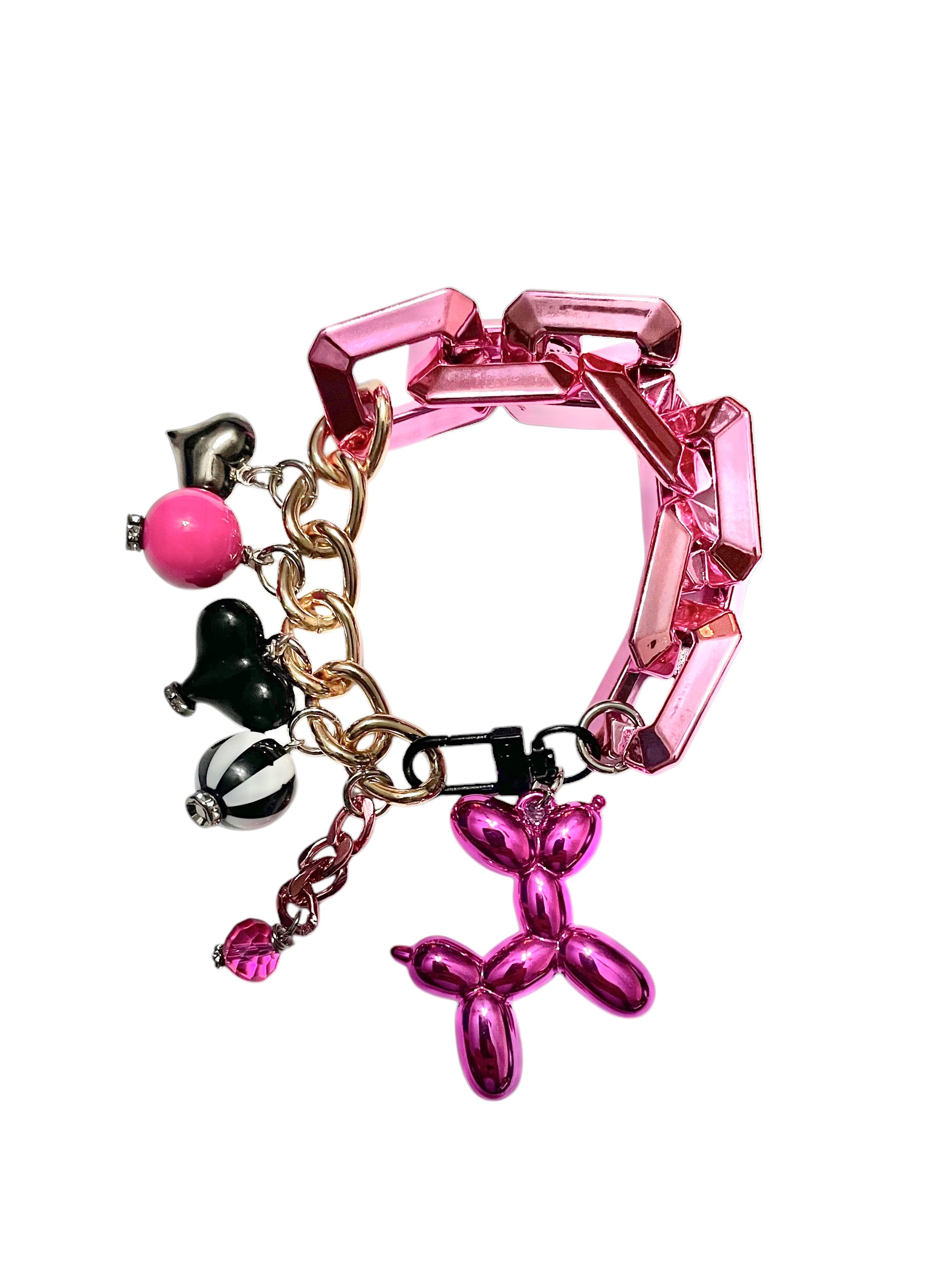 Hot Pink Balloon Dog Charm Bracelet  image 1