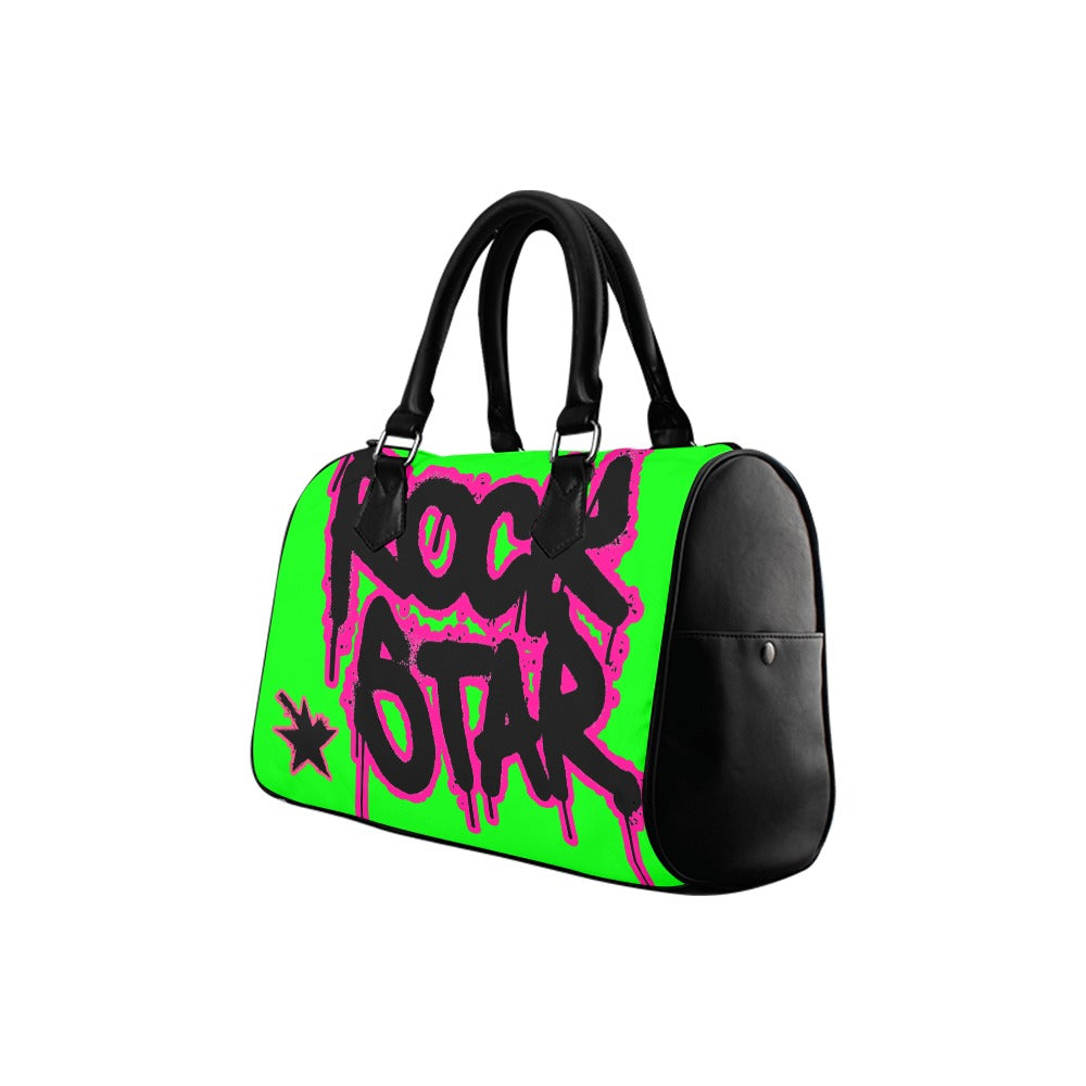 Vauje Neon Green and Pink Rockstar Graffiti Handbag image 3