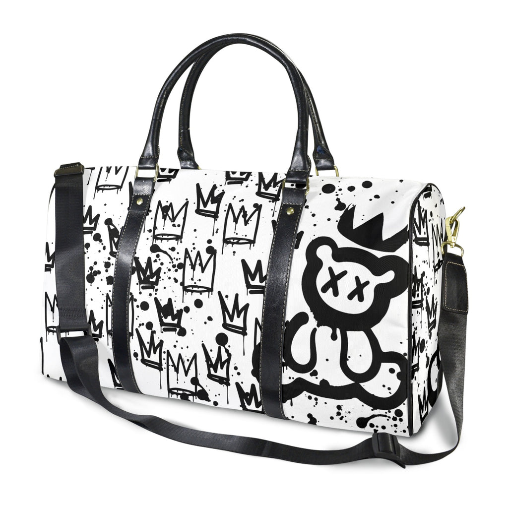 Black and White Crown Bear Duffle Travel Bag image 0