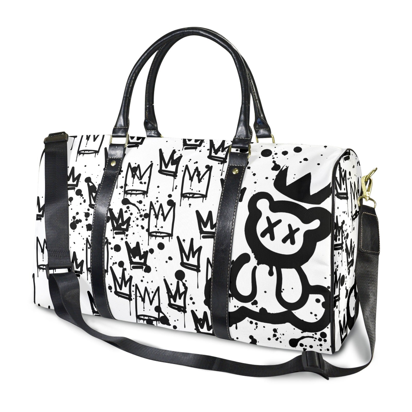 Black and White Crown Bear Duffle Travel Bag image 0