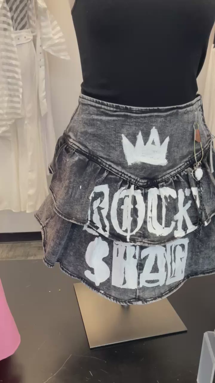 Rock Star Ruffle Denim Skirt